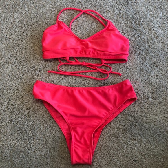 Other - Bright Pink Bikini with Strappy Top & Cheeky Bottoms